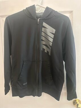 Nike Black Dri-FIT Zip Hoodie with White Swoosh